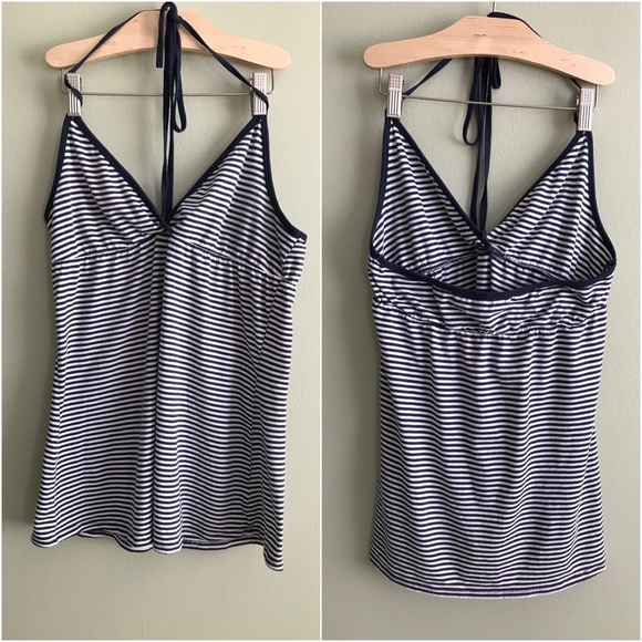 Gap Navy Blue and White Striped Halter - Picture 1 of 1